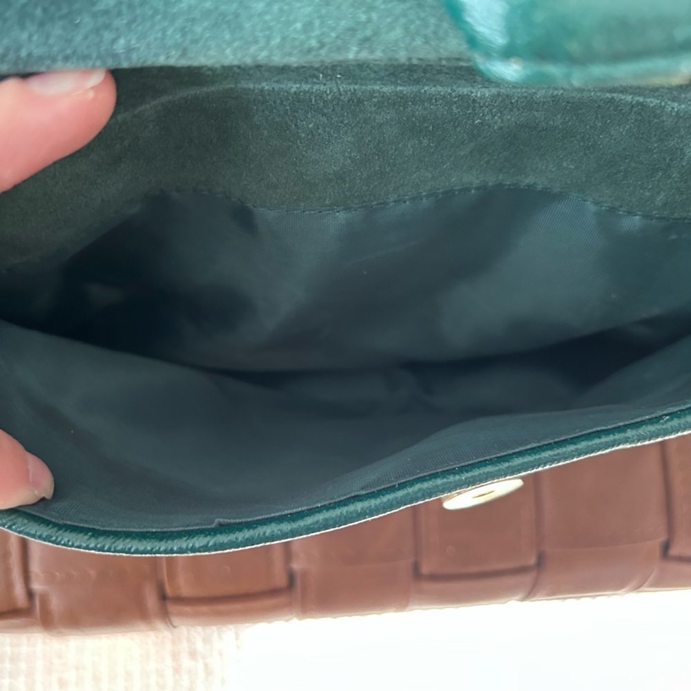 Vintage Emerald Green Suede Womens Bag Top handle detachable shoulder strap NWT - Picture 12 of 12